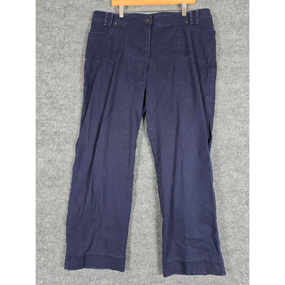 JUST MY SIZE JMS Navy Blue Stretch Twill Pants Women's 18W Wide Leg Casual
